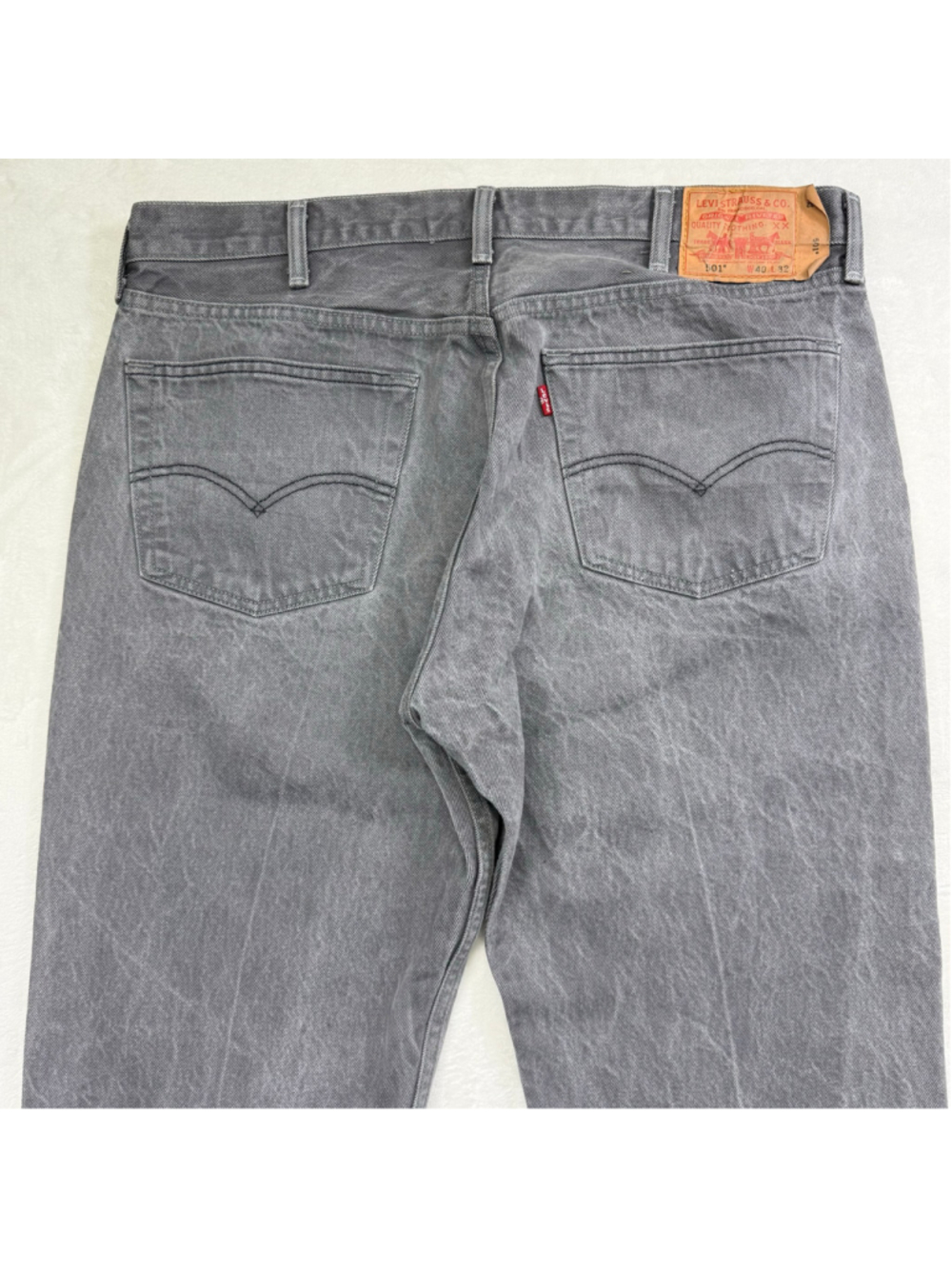 Men's Levi's 501 40x32 Button Fly Straight Leg Grey Jeans - Picture 6 of 12